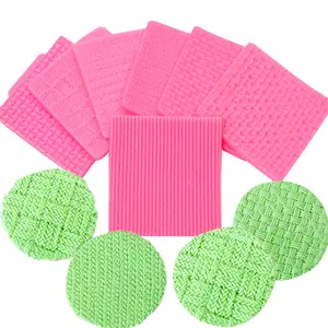 Knitting Wool Lace Pattern Fondant Silicone Molds Knitting Texture Biscuits Embossed Pad Cake Tools