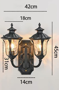 Applique murale extérieure double tête étanche style européen antique antirouille pour couloir et maison - Product Image 4