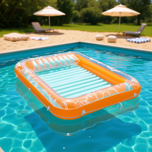 Piscina Inflable Transparente Naranja con Almohada y Portavasos para Fiestas Acuáticas de Verano, Jardín y Playa, Flotadores Premium - Product Image 2