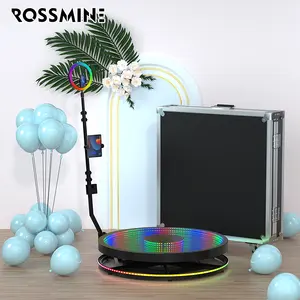 2024 Portable glass 360 degree camera photo booth 115 cm led 360 photo booth automatic slow motion platform