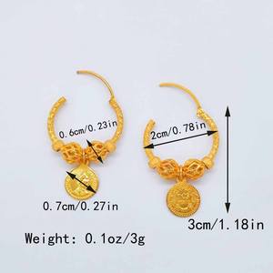 ต่างหูแบบห่วงสไตล์ลำลองสำหรับงานแต่งงานไนจีเรีย ซาอุดีอาระเบีย เครื่องประดับแฟชั่น ต่างหูทองดูไบ ต่างหูทอง 24k - Product Image 3