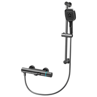Ensemble de douche numérique chaud/froid pour salle de bain avec douchette et bec de baignoire, fixation murale, noir mat, LED, vente en gros, usine OEM ODM
