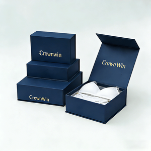 Wholesale Custom Magnetic Bra Fsc Certified Navy Blue Lingerie Packaging <b>Box</b> Rigid Cardboard Apparel Case - Product Image 1