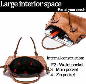 Bolsos de mujer Cuero suave Retro Vintage Diseñador Top-Handle Casual Pocket Ladies Tote Bolsos de hombro - Product Image 4