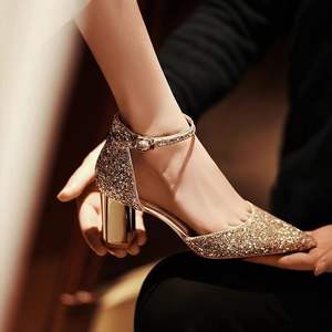 Sandales à talons hauts à lanières style queue de cheval pour le printemps et l'été, sandales à talons épais à bout fermé pour femmes - Product Image 6