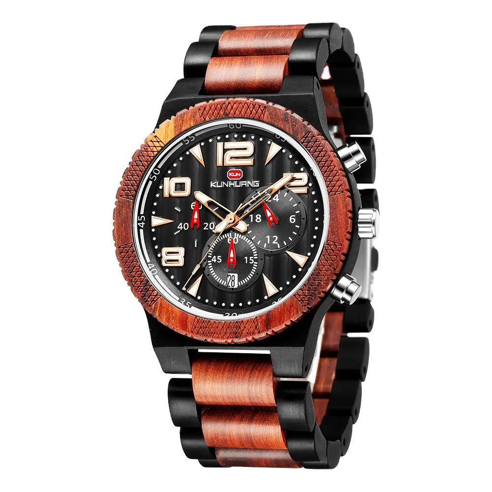 Relojes Hombre木製腕時計ファッション刻印カスタムロゴ時計高級メンズウッドウォッチ
