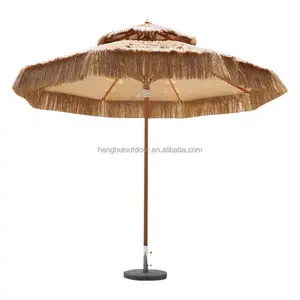 Оптовая продажа, пластиковый УФ-защищенный огнеупорный зонт для сухой травы, искусственная солома, пляжный зонт, водонепроницаемый синтетический соломенный зонт