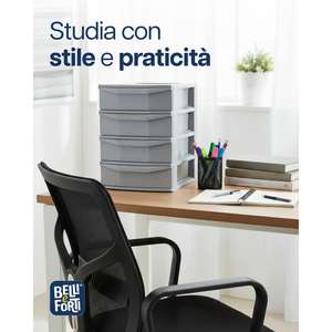 Pratika - Organizador de Escritorio Minimalista Apilable de 3 Cajones, Fabricado con Moldeo por Inyección, Material PP Gris, 380x285x323 mm - Product Image 2