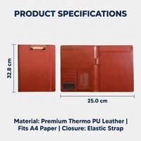 Porte-documents en cuir PU de qualité supérieure avec logo personnalisé, format A4, avec bloc-notes et fermeture magnétique