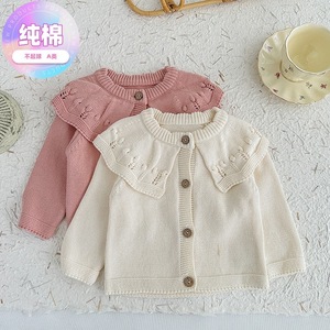 Batı tarzı kız kazak ceket bebek kız saf pamuk hırka toptan bahar ve sonbahar giyim kazak - Product Image 2