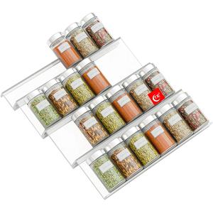 TX 4Tiers Spice Rack Drawer Organizer Acrylic Drawer Storage Organizer Acrylic Nail Polish Drawer Organizer For Kitchen Cabinets