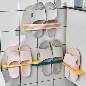 Bathroom Slipper Rack Wall Mounted Foldable Storage Shelf For Toilet Shoe Organizer Yellow Blue Pink Green Durable - Product Image 1