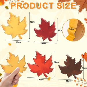 Ornement en bois en forme de feuille d'érable, ensemble de 4 pièces, MDF, décoration sur le thème de l'automne, décoration de table pour la fête de Thanksgiving - Product Image 2