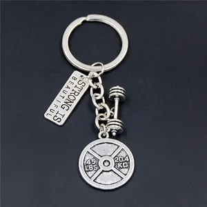 1 pièce Porte-clés de sport tendance en alliage de zinc, avec breloque haltère et haltère lestée, thème fitness, gym, <span class=keywords><strong>Crossfit</strong></span>, force, avec inscription, <span class=keywords><strong>cadeau</strong></span> pour hommes - Product Image 3