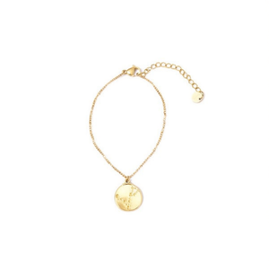 Bracciale con ciondolo a moneta in acciaio inossidabile placcato oro, catena regolabile, gioielli da donna alla moda - Product Image 2