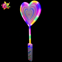 Bâton lumineux LED néon en forme de cœur avec poignée arc-en-ciel, motif unilatéral, jouet clignotant en plastique pour enfants