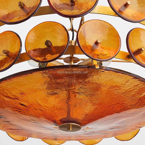 <span class=keywords><strong>Lampadario</strong></span> in <span class=keywords><strong>Vetro</strong></span> Colorato <span class=keywords><strong>Vintage</strong></span> Francese a LED Rotondo di Design per Camera da Letto, Sala da Pranzo, Villa, Illuminazione a Soffitto per Scale - Product Image 3