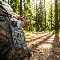 Coque de protection camouflage magnétique avec anneau pour iPhone 17/16/15 Pro Max et cache-objectif coulissant