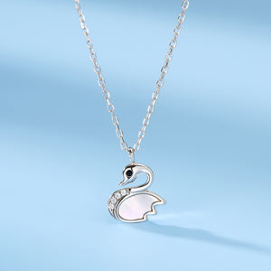 Elegante 100% de la joyería de la plata esterlina 925 pequeño Cisne colgante collar con Madre de perla para las mujeres dama Silberschmuck - Product Image 3
