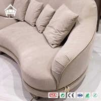 Ensemble de canapés modulaires incurvés en forme de C avec garniture métallique, canapé bouclé et table basse pour villa, appartement, salon, mobilier complet pour toute la maison
