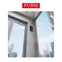 Ascenseur panoramique industriel pour passagers, traction AC sans engrenage, construction en acier inoxydable, plancher moderne en PVC, haute capacité, hôtels