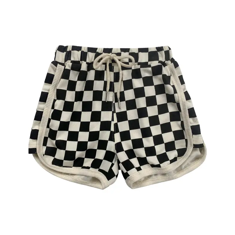 Custom Terry/Knit Fashion Kids Clothing Boy Shorts Checkered Hot Sale Casual Baby Clothes