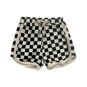 Custom Terry/knit Fashion Kids Clothing Boy Shorts Baby Clothes Checkered Hot Sale Casual Plaid Picture Printed Mid Shorts