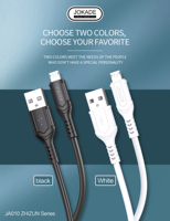 JOKADE kabel USB pengisian daya Cepat 1m, kabel data pengisian daya cepat 2.4A 3A mikro/IP/tipe-c