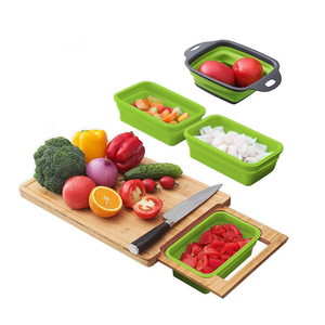 Planche à découper extensible en bambou pour évier de cuisine avec plateau - Product Image 1