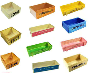 Rectangle/ Cube Coloful Painted Pine Rustic windowsill Wood Planter Box Indoor Gift Boxes for Succulent Cactus Herbs Flower