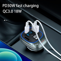 2025 pengisi daya mobil pintar 3-in-1, pengisi daya 2 Port USB 3,1 A stasiun pengisian 15W adaptor pengisian cepat telepon BT pengisi daya mobil nirkabel