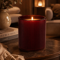 Bougie parfumée artisanale en verre côtelé vert, à la cire de soja, aux accords boisés floraux, pour la décoration de la maison, la fête des mères et les occasions de mariage
