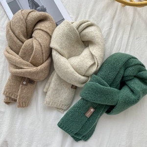 Nuova <span class=keywords><strong>Sciarpa</strong></span> Invernale TW 2026 per Uomo e Donna, Tinta Unita, Calda, con Etichetta in Pelle, <span class=keywords><strong>Scialle</strong></span> in <span class=keywords><strong>Lana</strong></span> Lavorata a Maglia - Product Image 3