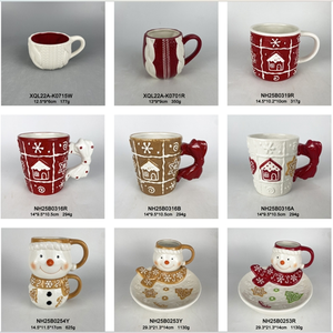 Ensemble tasse à thé et soucoupe en céramique design bonhomme de neige festif personnalisé tasses en céramique de Noël fabriquées sur mesure pour des cadeaux joyeux - Product Image 5
