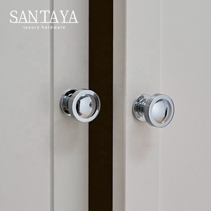 Santaya Solid Chrome-plated Silver Brass Handles Kitchen Cabinet Pulls Bedroom Wardrobe Drawer <strong>Knobs</strong> Furniture Bronze Handle - Product Image 4