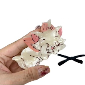 Pinces à cheveux en forme d'animaux de dessin animé personnalisées pour l'été, avec carte de présentation noire, en acétate, 6 cm environ, accessoires de mode quotidiens pour femmes - Product Image 1