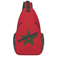 Sac à bandoulière ergonomique rembourré avec imprimé drapeau du Maroc, sac de poitrine de haute qualité au design fierté nationale, sac à dos bandoulière