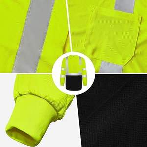 LX رجال فئة 3 مرحبا فيس قمصان العمل طويلة الأكمام أنسي أصفر دائم مقاومة للأوساخ مساحي البناء يلتقي مرحبا - Product Image 5