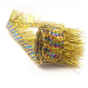 Phụ kiện may mặc thiết kế mới Vàng rìa bán buôn Vàng cắt tỉa 5.5cm tua <span class=keywords><strong>lurex</strong></span> rìa ren - Product Image 1