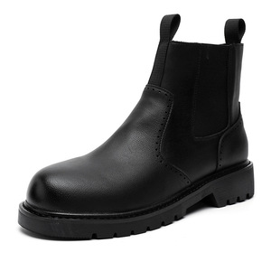 Zapatos de Cuero Negro de Color Sólido, Tendencia 2026, para Hombre, Botas Retro de Caña Alta con Suela Gruesa, Tallas Grandes - Product Image 5