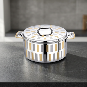 Casserole moderne en acier inoxydable avec couvercle, design rond, durable, compatible avec toutes les plaques de cuisson, passe au lave-vaisselle - Product Image 6