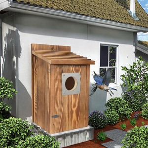 Meetu Moderne Vogelhuisjes voor Buiten, van Hout met Metalen Predatorscherm voor Blauwevogel, Muisvogel, Zwaluw en Vink - Product Image 3