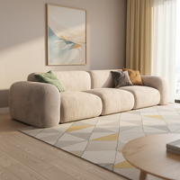 Juego de Sofás de Sala de Estar de Lujo Moderno Nórdico, Tela de Terciopelo, Sofá Seccional Modular de 3 Plazas, Estructura de Madera Maciza con Esponja para Hotel
