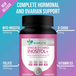 Kapsul Kompleks OEM Myo-<span class=keywords><strong>Inositol</strong></span> & D-Chiro <span class=keywords><strong>Inositol</strong></span> - Rasio 40:1 untuk Kesehatan Ovarium & Sel Telur Wanita - Product Image 2