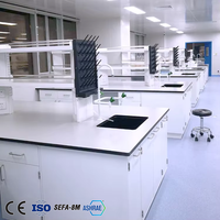 Banco de laboratorio de tamaño personalizado, banco de trabajo de laboratorio de acero, mesa de laboratorio químico de Física comercial
