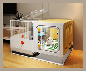 Jaula extragrande de plástico sólido con diseño anti-salpicaduras de orina para cobayas holandesas, conejos enanos y otros animales pequeños - Product Image 5