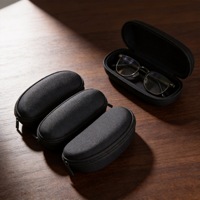 Étui rigide pour lunettes de soleil en EVA avec mousqueton, boîte de rangement portable pour lunettes avec fermeture éclair, logo personnalisé, pochette noire pour lunettes
