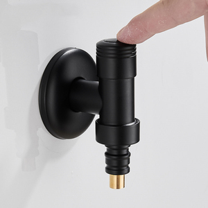 Robinet de machine à laver à arrêt automatique par bouton rotatif, Robinet mural noir mat pour laverie G1/2 - Product Image 2