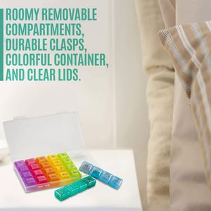 กล่องยาพลาสติกคุณภาพสูง สีรุ้ง สำหรับจัดยา 7 วัน ขนาดเล็ก 28 ช่อง - Product Image 3