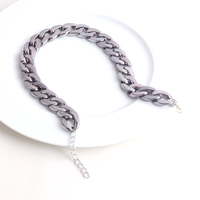 Hiphop Rock – collier ras du cou en résine circulaire, couleur métallique, rond, acrylique, chaîne cubaine à maillons longs, bijoux de mode, cadeau